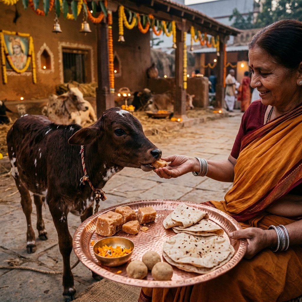 Gau Mata Seva and Fodder Offering in Mathura